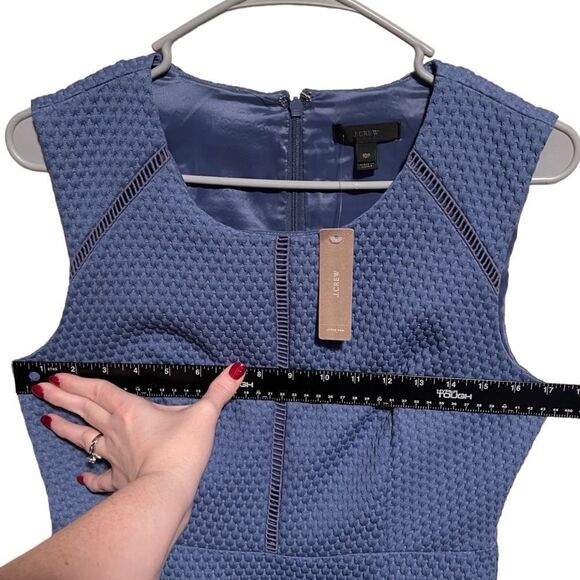 NWT-J. Crew- Women’s Powder Blue Portfolio Textured Sleeveless Sheath Dress, 10P - Picture 8 of 15